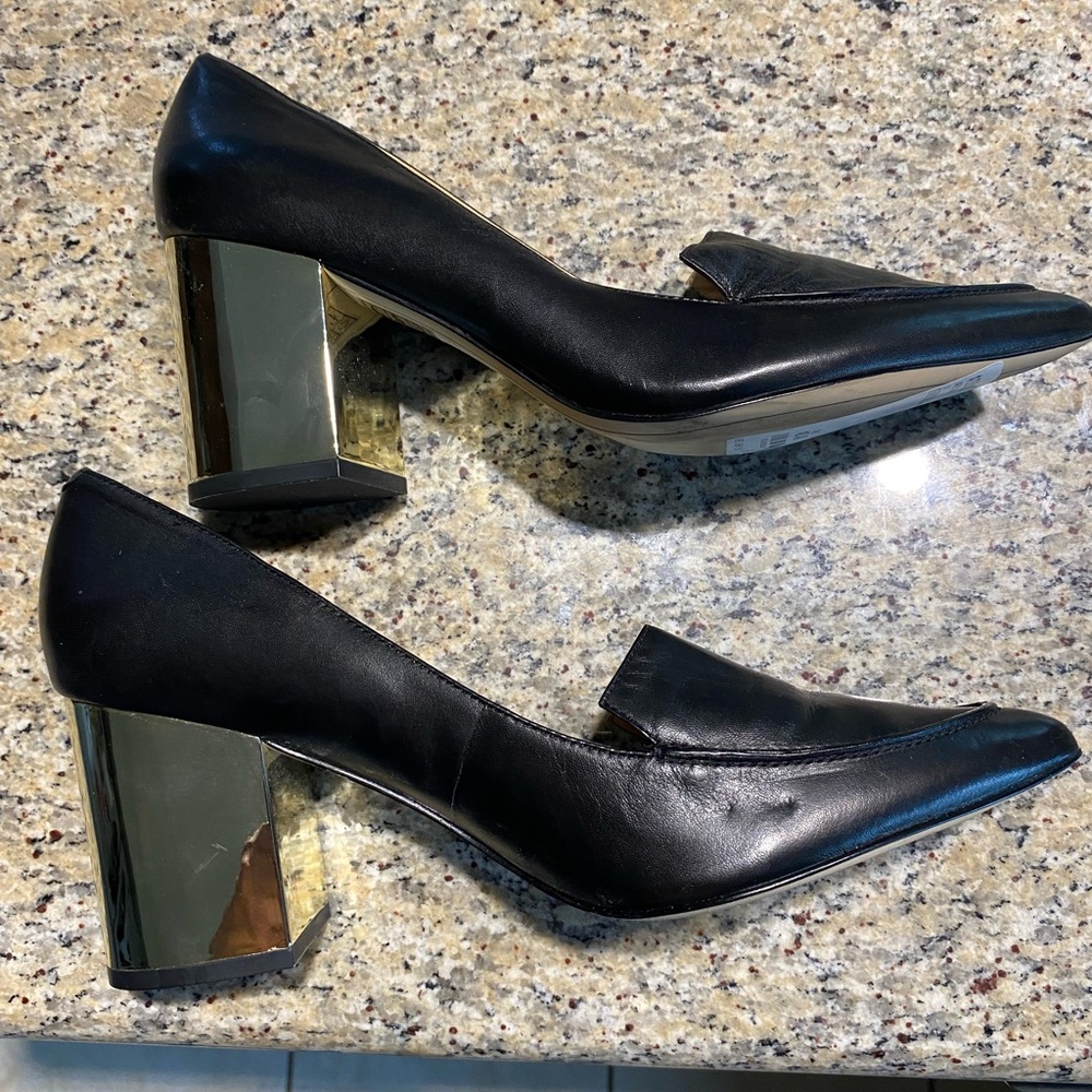 Karl Lagerfeld Paris Elegant Black and Gold Women's Heels